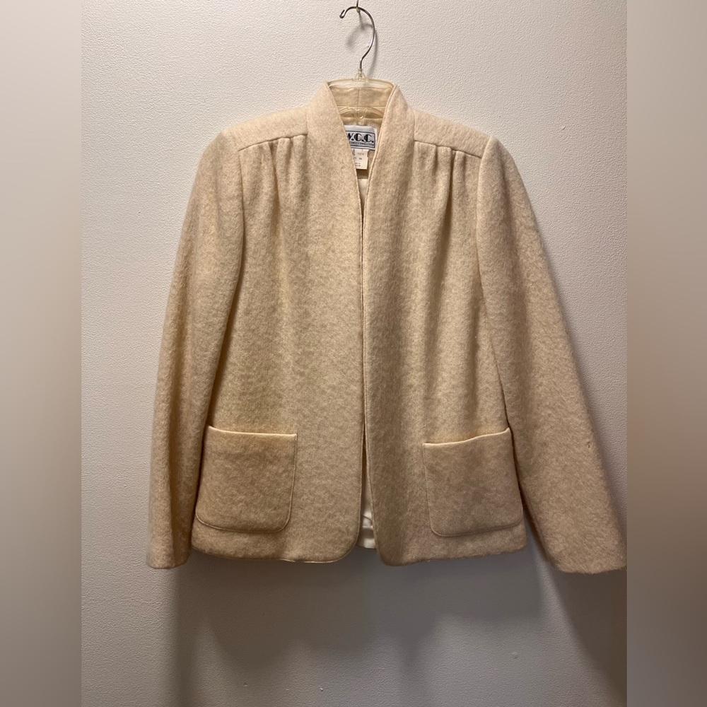 West Coast Connection (WCC) Retro Academia Wool Blazer, Sz 7-8, Winter White
